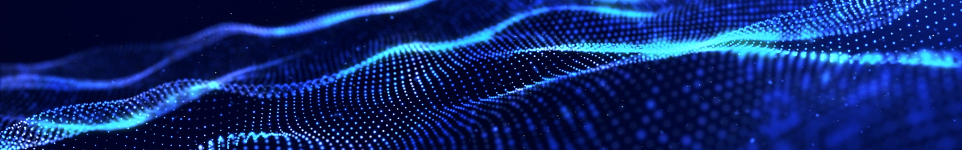 Abstract blue digital wave made of glowing dots and lines.