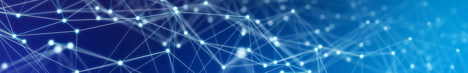 Abstract blue background with interconnected glowing lines and nodes forming a digital network pattern.