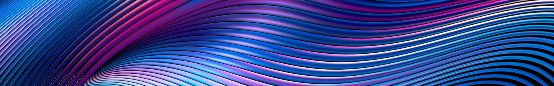 Colorful abstract digital waves in blue, purple, and pink tones forming smooth, flowing curved lines.
